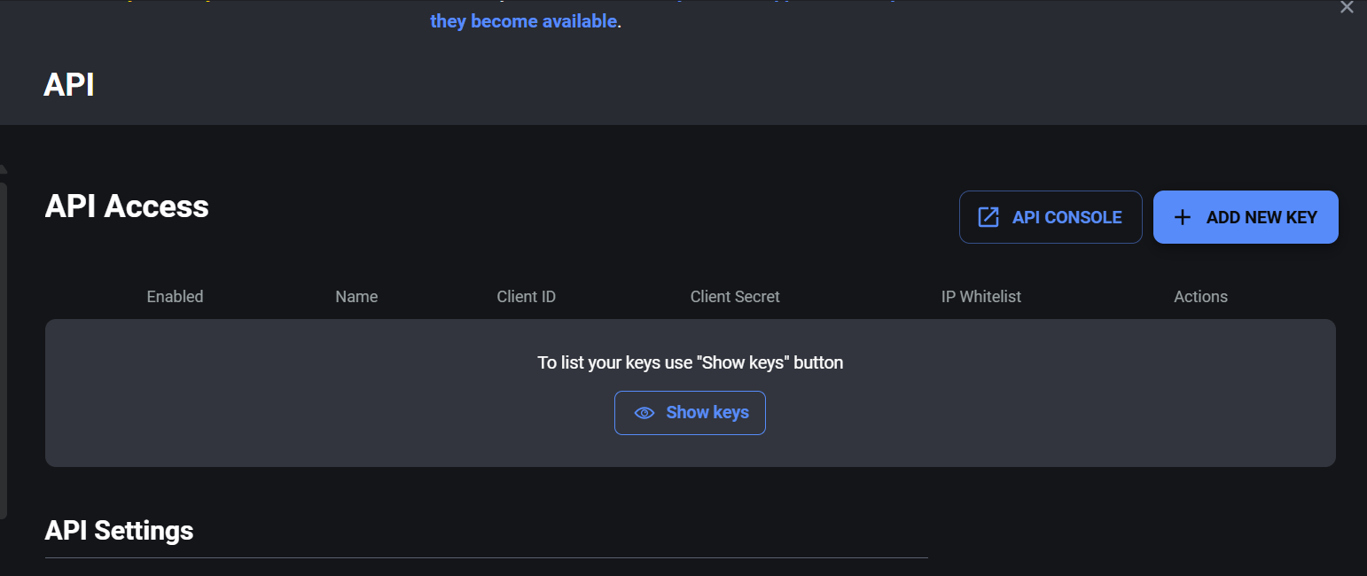 API Management Page
